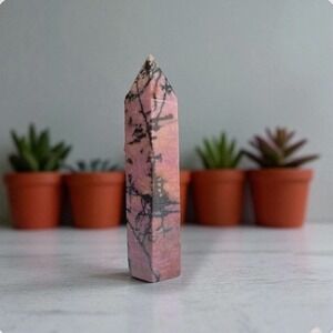 Rhodonite‎ Crystal Tower Obelisk | Pink Healing Stone for Balance & Décor
